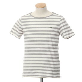 【中古】ラコステ LACOSTE 鹿の子コットン ボーダー 半袖Tシャツ グレーxホワイト【サイズ3】【GRY】【S/S】【状態ランクC】【メンズ】【769086】[BPD]