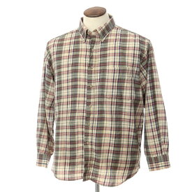 【中古】ペンドルトン PENDLETON ウール チェック ボタンダウン シャツ ベージュxダークオリーブ【サイズL】【BEI】【A/W】【状態ランクC】【メンズ】【768981】 APD[EPD]