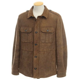 【中古】ブルネロクチネリ Brunello Cucinelli ムートン レザージャケット ブルゾン ブラウン【サイズS】【BRW】【A/W】【状態ランクC】【メンズ】【768870】[CPD]