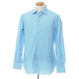 【中古】イザイア ISAIA コットン チェック セミワイドカラー カジュアルシャツ ブルーxホワイト【サイズ40】【BLU】【S/S/A/W】【状態ランクA】【メンズ】【759871】[CPD]