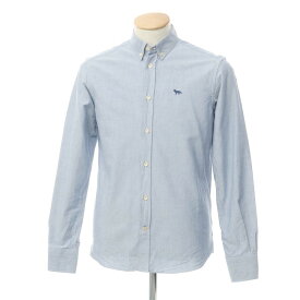 【中古】メゾンキツネ MAISON KITSUNE コットン ボタンダウン カジュアルシャツ ブルー【サイズ37】【BLU】【S/S/A/W】【状態ランクC】【メンズ】【759776】[APD]