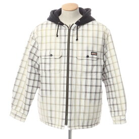 【中古】シュプリーム Supreme 2023年秋冬 Dickies Plaid Hooded Zip Up Shirt 中綿 フーディーシャツブルゾン ホワイトxブラック×ベージュ【サイズS】【WHT】【A/W】【状態ランクB】【メンズ】【759698】