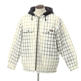 【中古】シュプリーム Supreme 2023年秋冬 Dickies Plaid Hooded Zip Up Shirt 中綿 フーディーシャツブルゾン ホワイトxベージュ【サイズL】【WHT】【A/W】【状態ランクB】【メンズ】【759683】