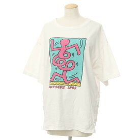 【中古】フリークスストア FREAK'S STORE Keith Haring プリント 半袖Tシャツ ホワイト【サイズF】【WHT】【S/S】【状態ランクC】【レディース】【759590】