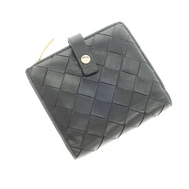 【中古】ボッテガヴェネタ BOTTEGAVENETA イントレチャートレザー コンパクト 二つ折り財布 ブラック【BLK】【S/S/A/W】【状態ランクC】【ユニセックス】【759589】