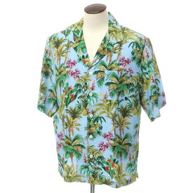 【SALE50%OFF/返品不可】【新品】ピーティートリノ PT TORINO レーヨンリネン オープンカラー 半袖シャツ ブルーxグリーン【サイズ42】【BLU】【S/S】【状態ランクN】【メンズ】【759384】[DPD]