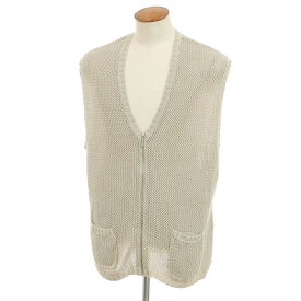 【中古】シュプリーム Supreme 2023年春夏 Dragon Zip Up Sweater Vest コットン ニットベスト サンドベージュ【サイズM】【BEI】【S/S】【状態ランクC】【メンズ】【759096】[BPD]