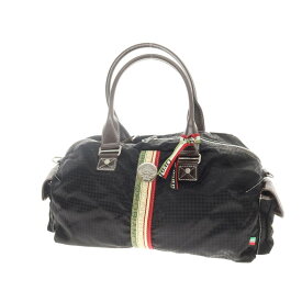 【中古】オロビアンコ Orobianco ナイロン×レザー ハウンドトゥース ボストンバッグ ブラックxブラウン【サイズ−】【W41xH26.5xD16.5】【BLK】【S/S/A/W】【状態ランクB】【メンズ】【759094】[BPD]