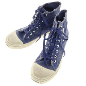 【中古】【未使用】バレンシアガ BALENCIAGA PARIS ヴィンテージ加工 ハイカットスニーカー ネイビー【サイズ27.5cm】【NVY】【S/S/A/W】【状態ランクS】【メンズ】【758791】