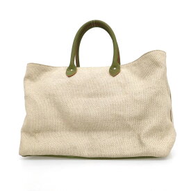 【中古】オロビアンコ Orobianco キャンバス レザー トートバッグ ベージュxグリーン【W42xH29.5xD14】【BEI】【S/S/A/W】【状態ランクC】【メンズ】【758775】