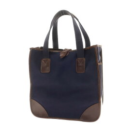 【中古】ホワイトハウスコックス Whitehouse Cox コットンツイル レザー トートバッグ ネイビーxブラウン【W35.5xH36.5xD17】【NVY】【S/S/A/W】【状態ランクC】【メンズ】【758774】