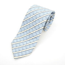 【SALE50%OFF/返品不可】【中古】ジョルジオアルマーニ GIORGIO ARMANI 三つ折り シルク ストライプ柄ネクタイ ライトブルー【BLU】【S/S/A/W】【状態ランクC】【メンズ】【749779】