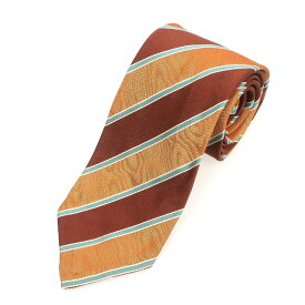 【SALE10%OFF/返品不可】【中古】フィオリオ FIORIO 三つ折り シルク ストライプ柄ネクタイ ブラウンxライトオレンジブラウン【BRW】【S/S/A/W】【状態ランクB】【メンズ】【749779】