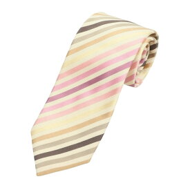 【SALE10%OFF/返品不可】【中古】フランコミヌッチ franco minucci 三つ折り シルクコットン ストライプ柄ネクタイ アイボリーxマルチカラー【BEI】【S/S/A/W】【状態ランクB】【メンズ】【749778】