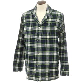 【中古】エルエルビーン L.L.Bean コットン フランネル チェック オープンカラー パジャマシャツ グリーンxネイビー【サイズL】【GRN】【A/W】【状態ランクB】【メンズ】【749777】