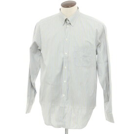 【中古】ジョルジオアルマーニ GIORGIO ARMANI コットン ストライプ スナップダウン カジュアルシャツ ライトブルーxイエローベージュ系【サイズ41】【BLU】【S/S/A/W】【状態ランクB】【メンズ】【749698】[DPD]
