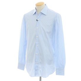 【中古】フィナモレ Finamore コットン ストライプ レギュラーカラー ドレスシャツ ライトブルーxホワイト【サイズ38】【BLU】【S/S/A/W】【状態ランクB】【メンズ】【749694】[DPD]