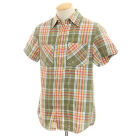 【中古】デニムアンドサプライ ラルフローレン DENIM & SUPPLY Ralph Lauren コットン チェック　レギュラーカラー 半袖シャツ オリーブグリーン系xピンク【サイズS】【GRN】【S/S】【状態ランクB】【メンズ】【749671】