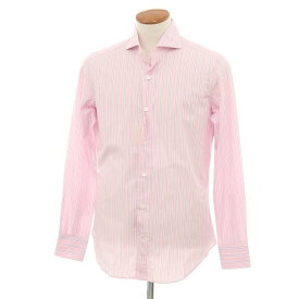 【新品】ジャンネット giannetto コットン ストライプ ホリゾンタルカラー カジュアルシャツ ピンクxブルー【サイズ40】【PNK】【S/S/A/W】【状態ランクN】【メンズ】【749588】[BPD]