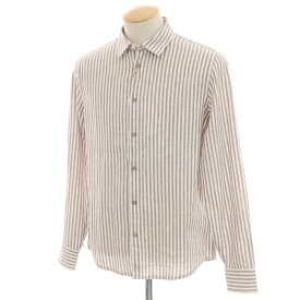 【新品】センス SSEINSE リネンコットン ストライプ カジュアルシャツ ブラウンxホワイト【サイズS】【BRW】【S/S】【状態ランクN】【メンズ】【749584】