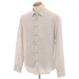 【新品】センス SSEINSE リネンコットン ストライプ カジュアルシャツ ブラウンxホワイト【サイズM】【BRW】【S/S】【状態ランクN】【メンズ】【749584】