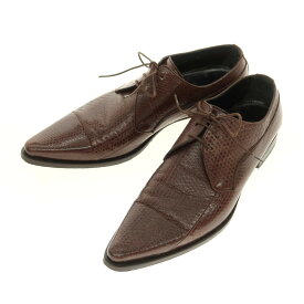 【中古】ドルチェアンドガッバーナ DOLCE&GABBANA 型押しレザー ポインテッドトゥ シューズ ブラウン【サイズ5】【BRW】【S/S/A/W】【状態ランクB】【メンズ】【749494】