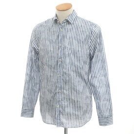 【新品】センス SSEINSE コットン ストライプ プリント カジュアルシャツ グレイッシュネイビーxホワイト【サイズS】【NVY】【S/S/A/W】【状態ランクN】【メンズ】【749468】[APD]