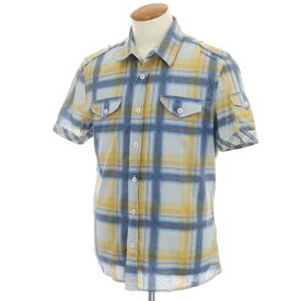 【中古】エナジー ENERGIE コットン チェック 半袖シャツ ブルーxイエロー系【サイズL】【BLU】【S/S】【状態ランクB】【メンズ】【749392】