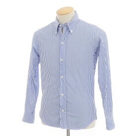 【中古】インディビジュアライズドシャツ INDIVIDUALIZED SHIRTS コットン ストライプ ボタンダウン シャツ ブルーxホワイト【サイズ14 1/2】【BLU】【A/W】【状態ランクB】【メンズ】【749390】[EPD]