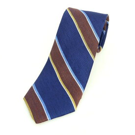 【新品】ブリューワー BREUER シルクリネン ストライプ柄ネクタイ ネイビーxブラウン【NVY】【S/S/A/W】【状態ランクN】【メンズ】【749292】