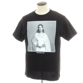 【中古】フラグスタフ F-LAGSTUF-F × STARWARS コットン系 クルーネック 半袖Tシャツ ブラック【サイズ表記なし（L位）】【S/S】【状態ランクB】【メンズ】[APD]