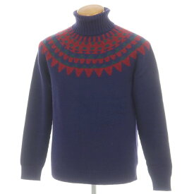 【新品】ザノーネ ZANONE ウール ノルディック柄 タートルネック プルオーバーニット ネイビーxレッド【サイズ48】【A/W】【状態ランクN】【メンズ】