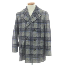【中古】チルコロ1901 CIRCOLO 1901 コットン ジャージー チェック 中綿入り ピーコート グレーxネイビー【サイズ46】【A/W】【状態ランクA】【メンズ】[PO20]