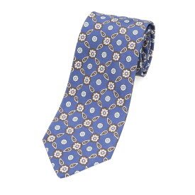 【SALE10%OFF/返品不可】【中古】ルイジ ボレッリ Luigi Borrelli シルク 小紋柄ネクタイ ダルブルーxブラウン【S/S/A/W】【状態ランクB】【メンズ】 CPD