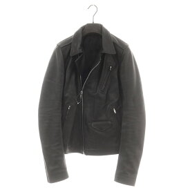 【中古】リックオウエンス Rick Owens レザー ジップアップ ライダースジャケット ブラック【サイズ46】【A/W】【状態ランクB】【メンズ】