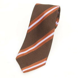 【SALE50%OFF/返品不可】【中古】バーニーズニューヨーク BARNEYS NEWYORK シルク ストライプ柄ネクタイ ダークブラウンxライトブルー【S/S/A/W】【状態ランクB】【メンズ】