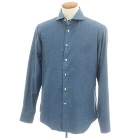 【中古】ギローバー GUY ROVER コットン ホリゾンタルカラー カジュアルシャツ ネイビーブルー系【サイズM】【A/W】【状態ランクB】【メンズ】[BPD]