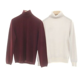 【中古】クルチアーニ CRUCIANI 2点セット ハイゲージ ウール タートルネック プルオーバーニット ボルドーxライトブルーグレー系【サイズボルドー表記なし（M位）/ライトブルーグレー系46】【A/W】【状態ランクB】【メンズ】