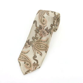 【中古】タイユアタイ TIE YOUR TIE セッテピエゲ シルク ペイズリー柄ネクタイ ベージュ【S/S/A/W】【状態ランクB】【メンズ】 [APD]