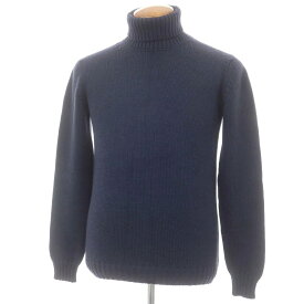 【中古】ロベルトコリーナ ROBERTO COLLINA ミドルゲージ ウール タートルネック プルオーバーニット ネイビー【サイズ48】【A/W】【状態ランクB】【メンズ】[PO20]