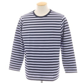 【SALE10%OFF/返品不可】【中古】オーベルジュ AUBERGE Brilla per il gusto別注 ボーダー クルーネック 長袖Tシャツ ラベンダーxネイビー【サイズ40】【S/S/A/W】【状態ランクA】【メンズ】[BPD]