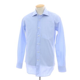 【中古】オリアン ORIAN BEAMS F別注 コットン チェック ワイドカラー ドレスシャツ ライトブルーxホワイト【サイズ38】【S/S/A/W】【状態ランクB】【メンズ】