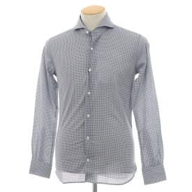 【中古】オリアン ORIAN コットン ホリゾンタルカラー カジュアルシャツ ネイビーxホワイト【サイズ37】【S/S/A/W】【状態ランクA】【メンズ】