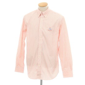 【中古】ファッソナブル Faconnable CLUB コットン ストライプ ボタンダウン カジュアルシャツ サーモンピンクxホワイト【サイズS】【S/S/A/W】【状態ランクA】【メンズ】