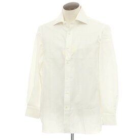 【中古】ルイジ ボレッリ Luigi Borrelli ジャカードコットン セミワイドカラー ドレスシャツ ホワイト【サイズ42】【S/S/A/W】【状態ランクA】【メンズ】