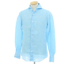 【新品】フィナモレ Finamore SERGIO リネン カッタウェイ カジュアルシャツ ライトブルー【サイズXS】【S/S】【状態ランクN】【メンズ】