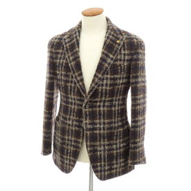 【中古】タリアトーレ TAGLIATORE ウールモヘアアルパカ チェック テーラードジャケット ブラウンxベージュ【サイズ46】【A/W】【状態ランクB】【メンズ】