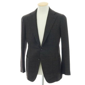 【中古】アルフォンソ シリカ Alfonso Sirica ウール グレンチェック 3B テーラードジャケット ダークブラウンxブラック【サイズ表記なし（S位）】【A/W】【状態ランクC】【メンズ】[APD]