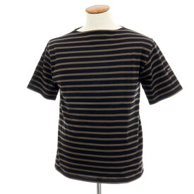 【中古】セントジェームス SAINT JAMES コットン ボーダー ボートネック 半袖Tシャツ ブラックxグレー【サイズ5】【S/S】【状態ランクB】【メンズ】[APD]