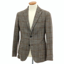 【中古】タリアトーレ TAGLIATORE ウールシルク チェック 2B テーラードジャケット グレーxブラウン【サイズ48】【A/W】【状態ランクB】【メンズ】